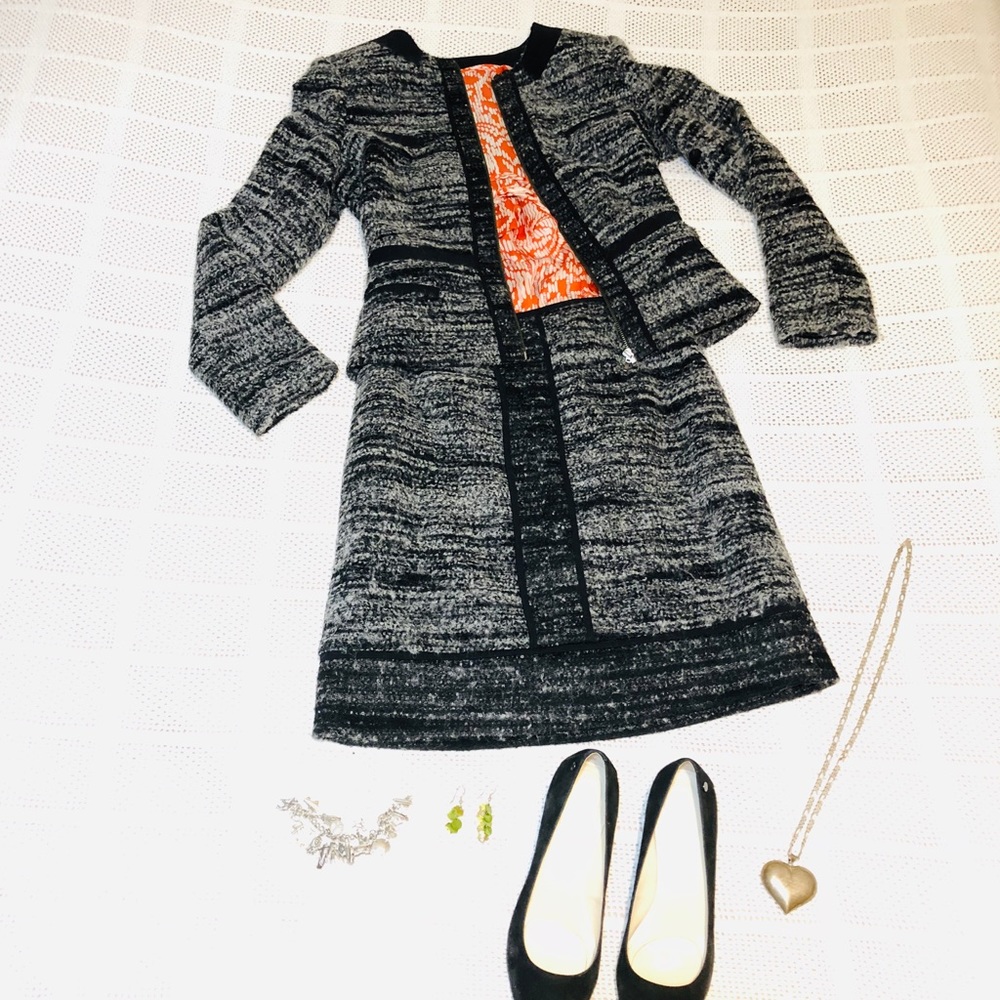 SUIT b by Bessini 6 B&W wool skirt & jacket